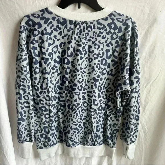 Coolmee Blue Leopard Print Long Sleeve Crewneck Sweater Size M - Picture 3 of 5